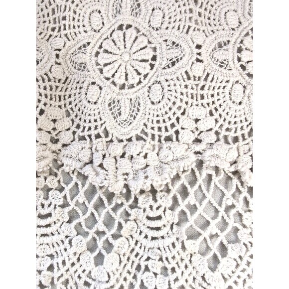 Eyeshadow Brand Women's SMALL Ivory Lace Crochet Top, Gray Long Sleeve Tee Boho - Picture 8 of 14